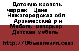 Детскую кровать -чердак › Цена ­ 13 500 - Нижегородская обл., Арзамасский р-н Мебель, интерьер » Детская мебель   